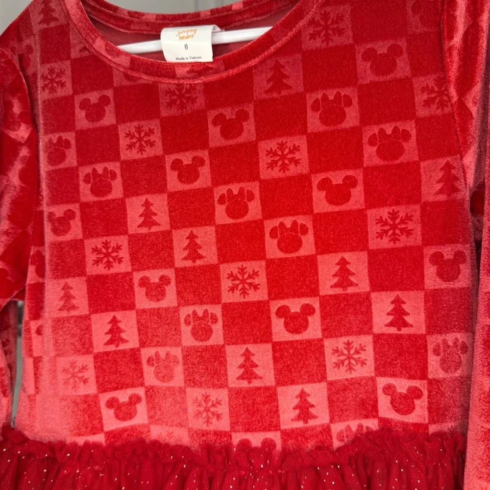 Disney Jumping Beans Girls Red‎ Velvet Mickey Mouse Tulle Holiday Dress Size 8